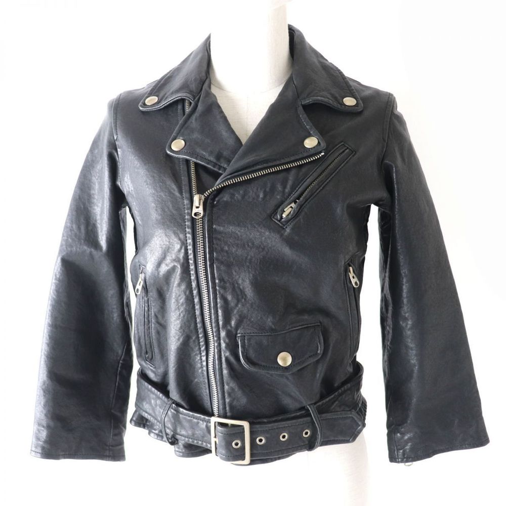 Other Lambskin Leather Rider's Jacket Black Leather Outerwear 14404024101